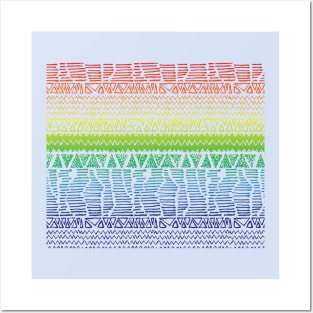 Rainbow Pride Hand Drawn Scribble Shapes Pattern Posters and Art